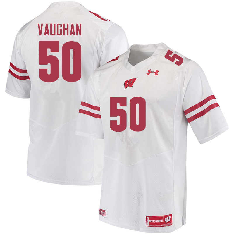 Men #50 Aidan Vaughan Wisconsin Badgers College Football Jerseys Sale-White - Click Image to Close